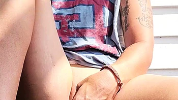 Out on my porch playing with my pussy !!