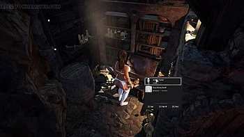 Horny Lara Croft 3D Rides Huge Statue Cock Anal First