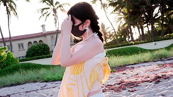 Slim Asian Babe Solo on Beach