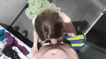 Risky sex in swimming pool changing room.