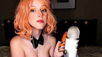 Redhead Teen Bunny Eats Carrot Lewd ASMR