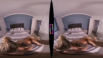 Blondes britisches Mädchen gefickt Cowgirl Doggy VR