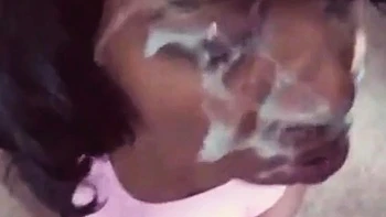 Amateur ébano facial masivo y mamada