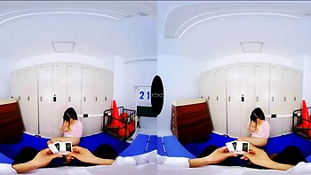 Japanese Babe Sucks Big Tits in VR