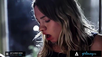 Blonde Bully Fucks 18+ Lesbo Teen in Toilet