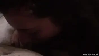 Cute girlfriend sucks cock then has hairy pussy fucked