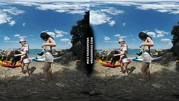 Brunette Smoking Babe Naked Kayaking Outdoors