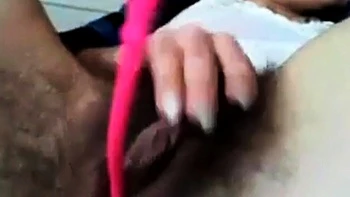 Hairy Amateur Masturbates with Toys on Webcam POV