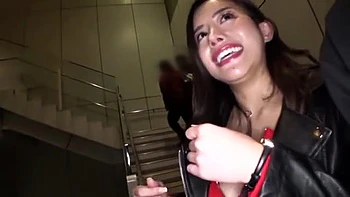 Big-tits, fat ass Asian babe gets sloppy lotion titfuck and hot kisses