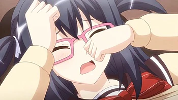 Хентай с очками: Большие сиськи и жопа, ручная ебля