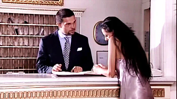 Hotel manager fucks hot young brunette customer with big cock blowjob & facial