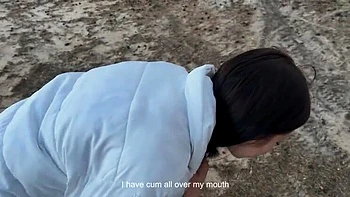 Teen Brunette Skye Wood Sucks Huge Cock Outdoors POV