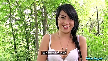 Russian Ebony Teen Gets Rough Doggy In Woods