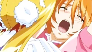 Блондинка-аниме сосёт и ебётся по-японски