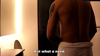 Hot brunette mom showers and fucks with her stepson