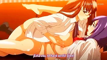 Peitos grandes se esfregam, lambem, metem dedos e gozam no anime