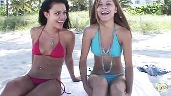 Magic Asian Pussy's Threesome Outdoor Blowjob