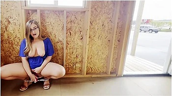 Blonde Milf with Glasses Masturbates Publicly and Talks Dirty