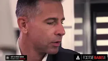 FOOTSIE BABES - Sexy Ebony Romy Indy Uses Her Feet To Seduce And Fuck Her Co-Worker