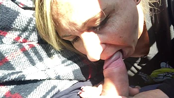 Mature Luna and stud Markus fuck hard in car POV blowjob