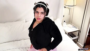 Chubby Brunette Tgirl Masturbates Big Ass