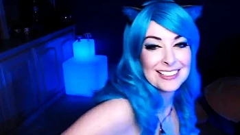 Latina babe jerks off big tits on webcam