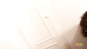 Brunette milf with big tits deep throats huge cock