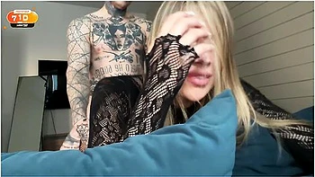 Blonde Babe in Fishnets Gets Rough Fuck and Facial