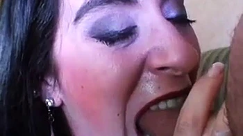 Raven-Haired Mature Sucks and Fucks Doggy, Cowgirl