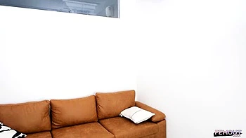 Gentle Blonde Teases Pink Nipples Masturbating in Mini Skirt