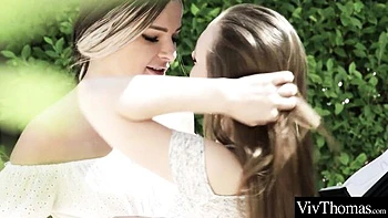 Hot blonde Emily's first outdoor pussy licking