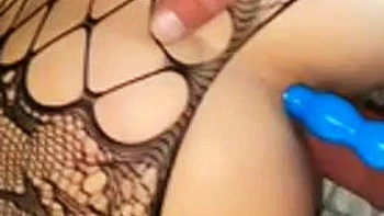 Tattooed brunette slut in lingerie fucked missionary and doggy