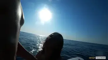 Lustful student seduced a surf instructor and gave him her virginity right in the sea