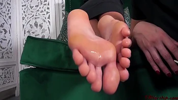American Brunette Teen Gets Foot Massage and Lesbian Fuck