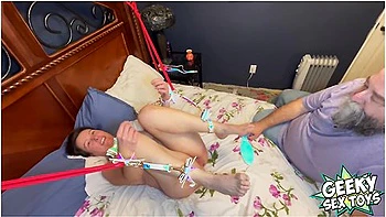 Sub Missus Bound & Spanked by Dom with Geeky Toys