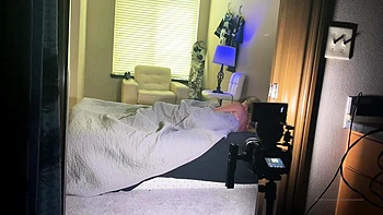 Blonde Trans Slut Busts Load Live