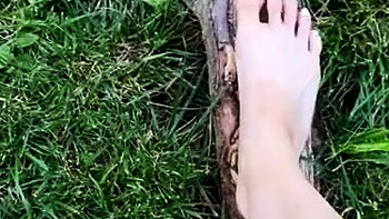 Foot fetish rimming for blonde outdoors