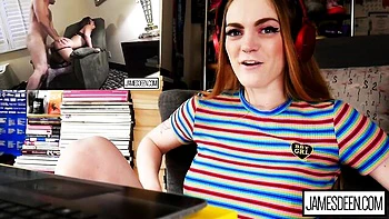 Sexy redhead lady Abbie Maley stimulates her crack with a sex toy