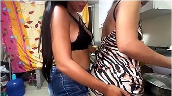 Busty Stepmother Fucks Her Innocent Stepdaughter In The Kitchen