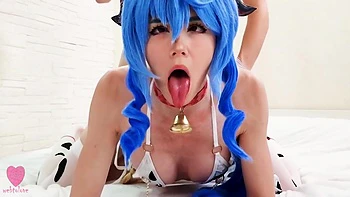 Cutie Ganyu From Genshin Impact Dressed Up In A Sexy Cow Costume To Be Fucked And Get A