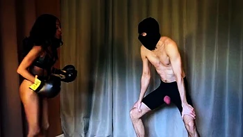 Femdom fetish bitch fuck and cumshot action with victim