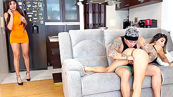 Lucky Guy Gets To Pound Her Sexy Latina Girlfriend And Then Satisfy His Stepmother In Law, Destroying Her Pussy With His Big Cock